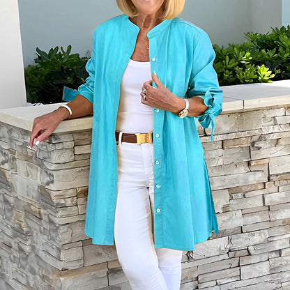 Comstylish Solid Color Simple Linen Blend Shirt
