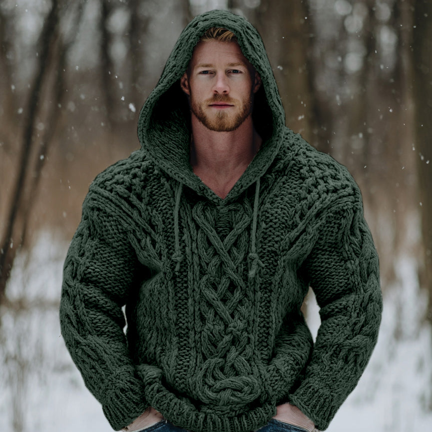 Vintage Fairman Island Jacquard Thick Warm Hooded Sweater elevenforest