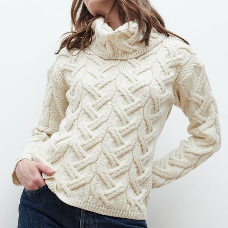 Aran Supersoft Chunky Cable Turtleneck Sweater elevenforest