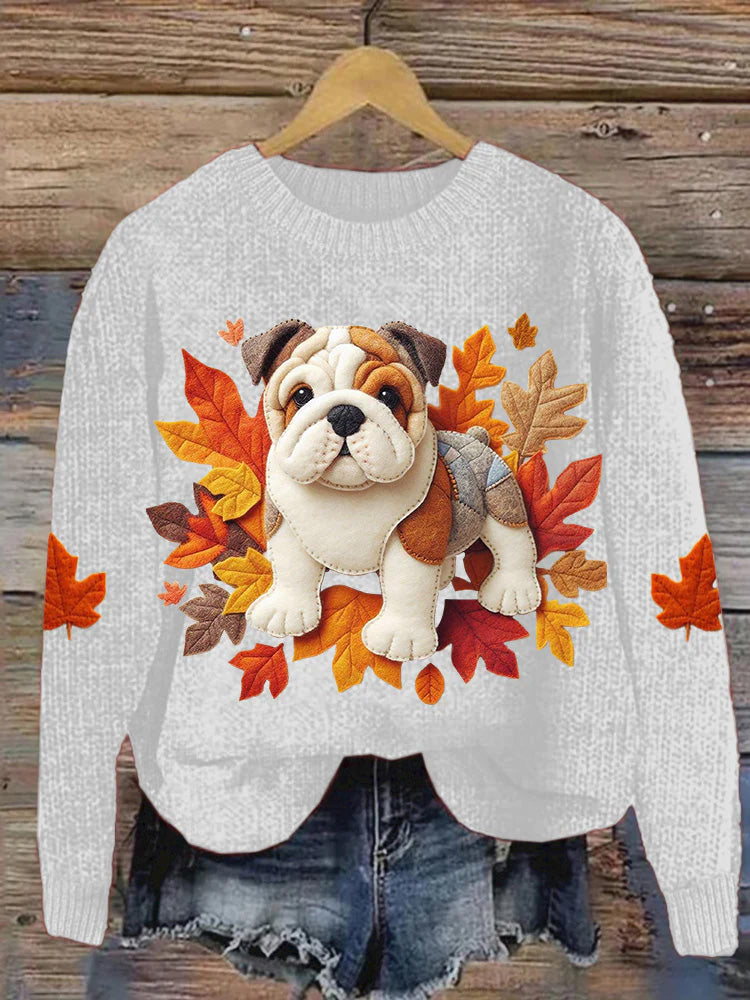 Comstylish Women's Pug Maple Leaf Sweatshirt