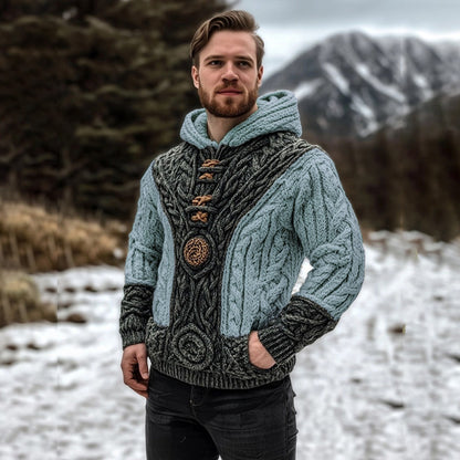 Vintage Celtic Mythology Irish Men's Knit Hooded Sweater elevenforest