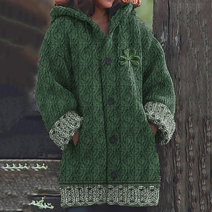 Women's Irish Celtic Knot Jacquard Hooded Sweater artswardrobe