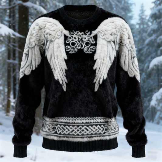 Comstylish Viking Celtic Wing Design Women's Flannel Sweater