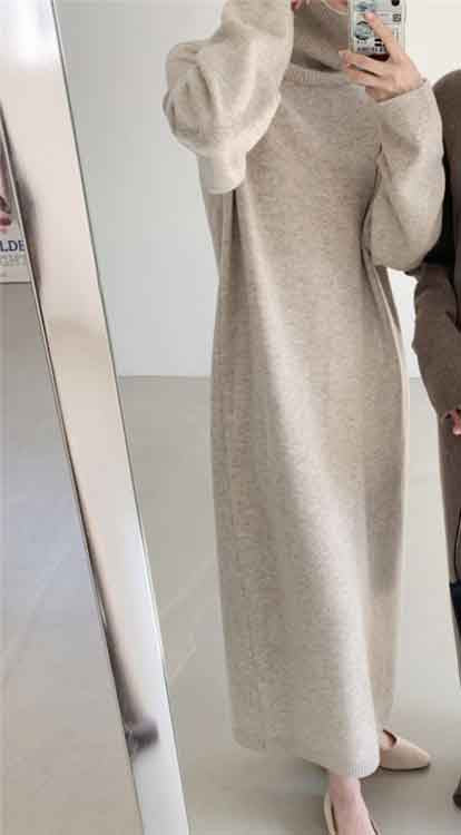 Alba® | Warm sweater dress with long sleeves and stand-up collar