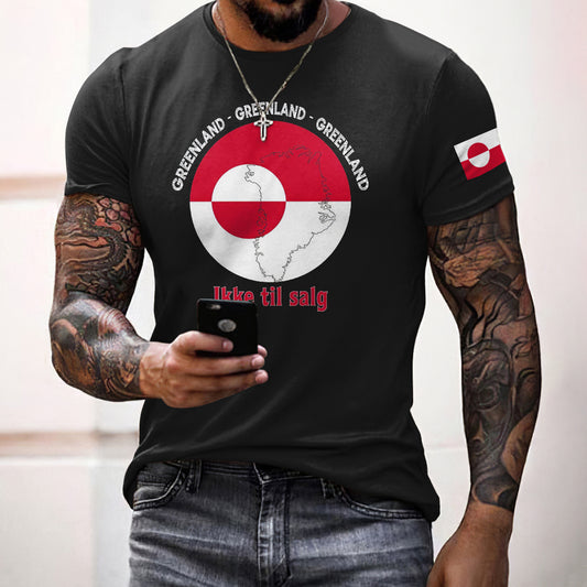 Men's Greenland Print Crew Neck Short Sleeve T-shirt elevenforest