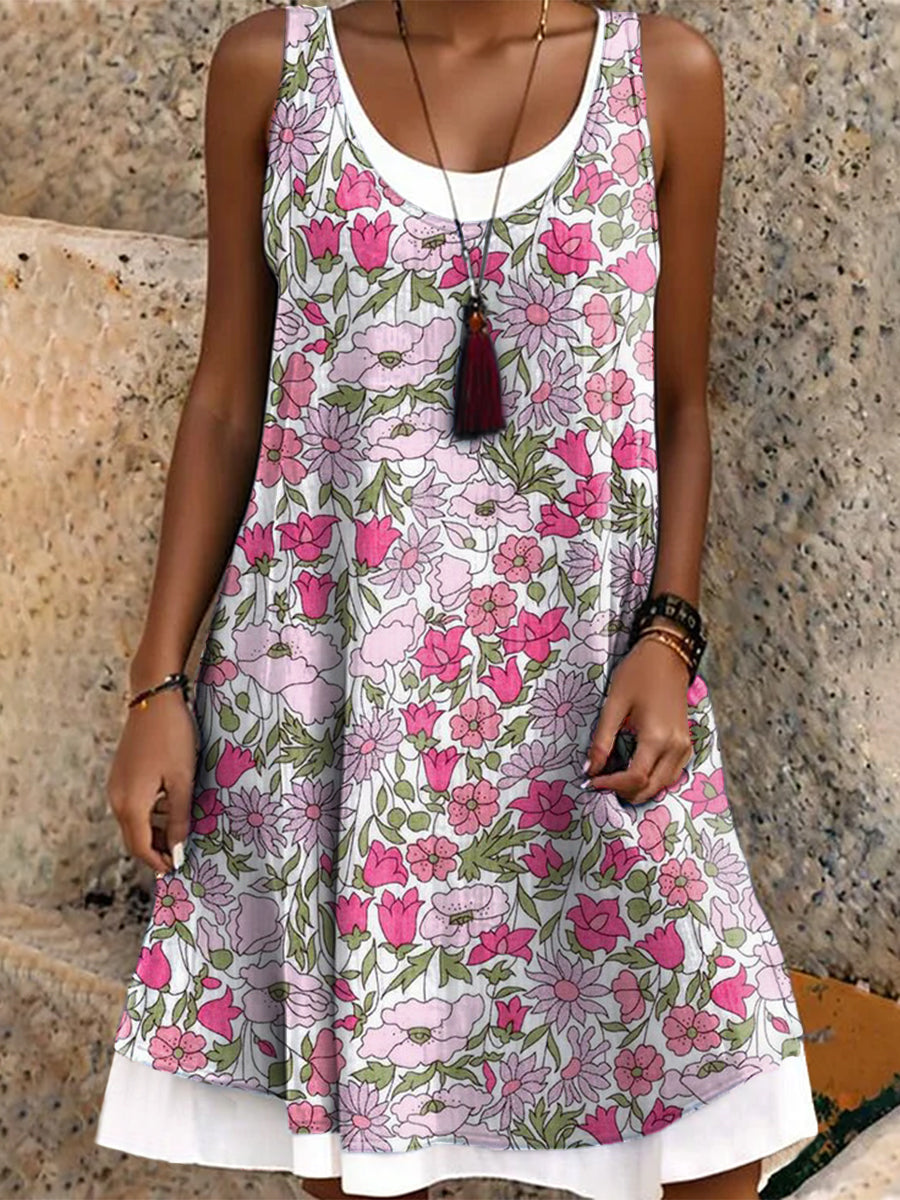 Women's Art Painting Hippie Print Tank Dress