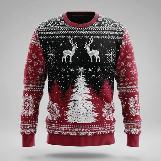 Comstylish Men's Christmas Tree And Reindeer Comfort Sweater
