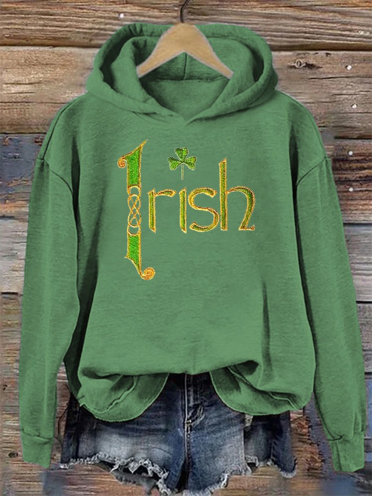 Comstylish Irish Shamrock Embroidered Women's Hoodie