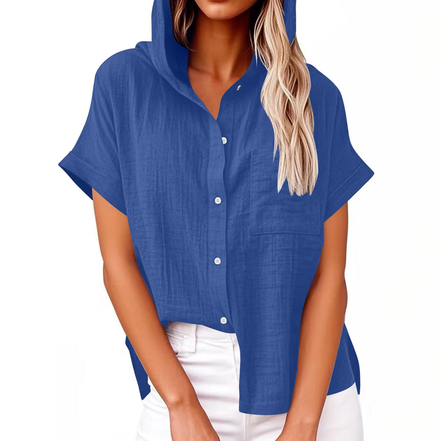Women's Solid Color Linen Vintage Hooded Shirt artswardrobe