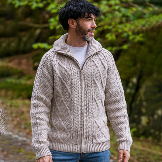 Men's Vintage Hand Knit Zipper Cardigan artswardrobe