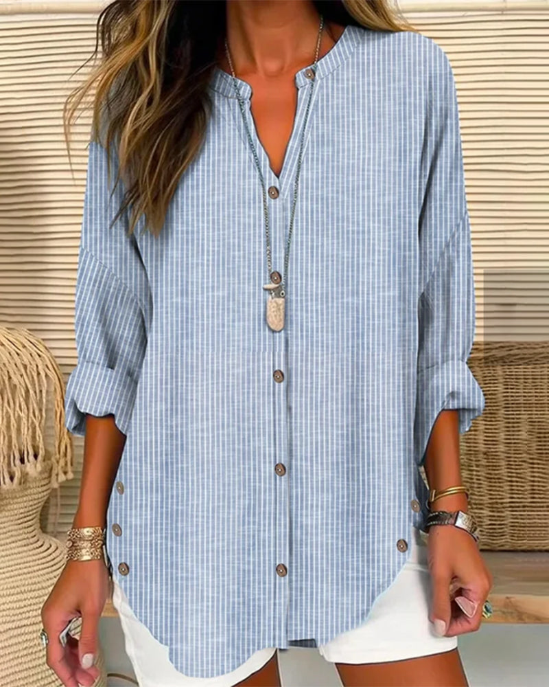 Indira® | Striped V-neck sweater