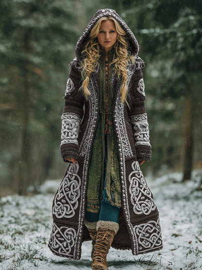 Women's Celtic Knot Irish Art Hooded Knit Cardigan artswardrobe