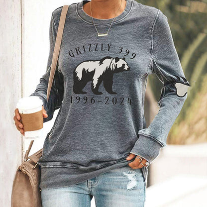 Comstylish Women's Grizzly 399 1996-2024 Print Long Sleeve Sweatshirt