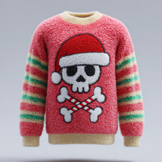 Comstylish Men's Christmas Skull Comfortable Plush Sweatshirt