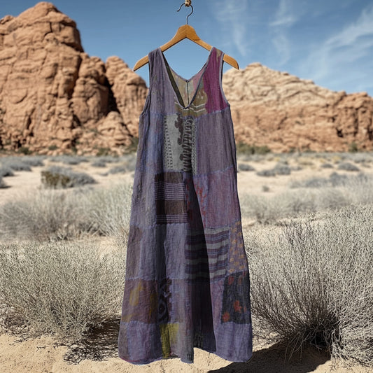Comstylish Women's Vintage Patchwork Art Tank Dress