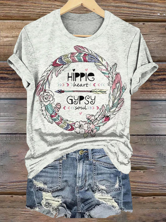Hippie Gypsy Art Print Casaul Short Sleeve T-shirt