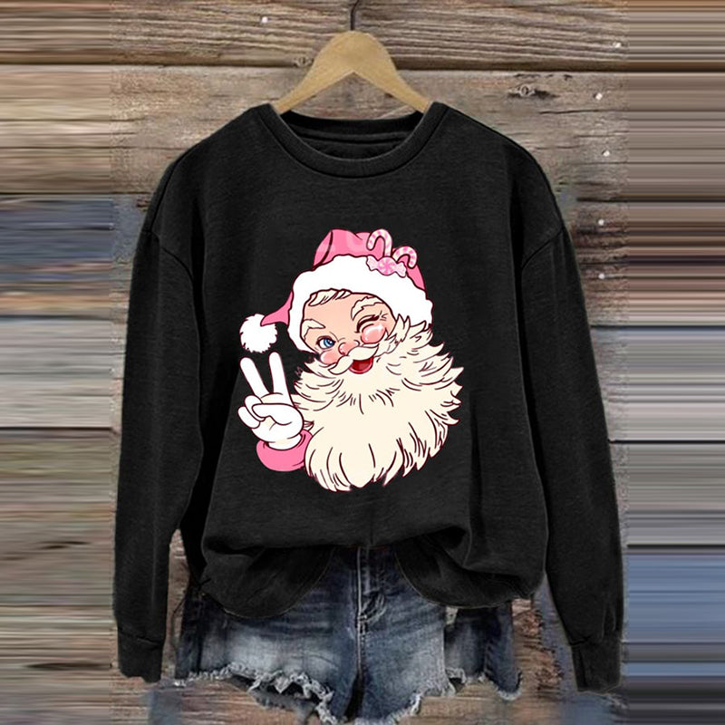 Comstylish Women's Cute Santa Claus Print Sweatshirt