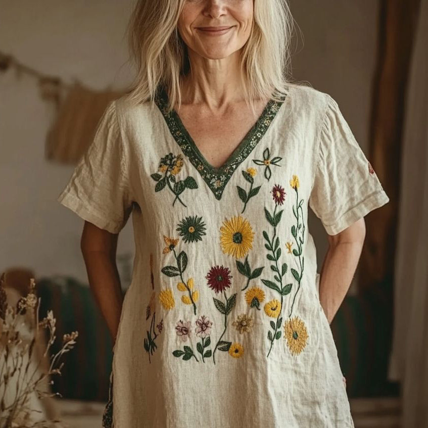 Women's Vintage Floral Art Print Shirt artswardrobe