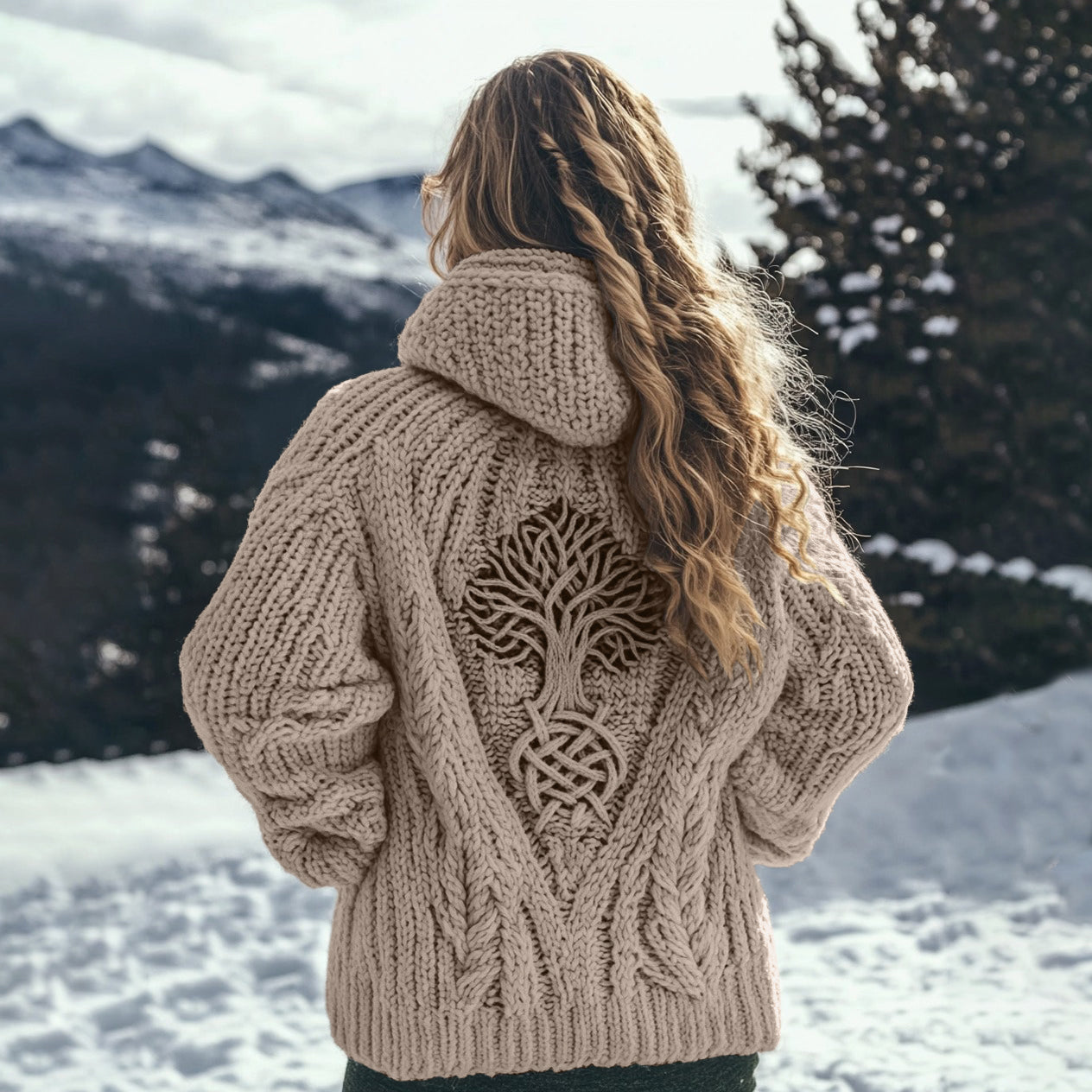 Women's Viking Tribal Tree Of Life Celtic Knot Hooded Sweater elevenforest