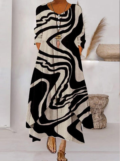 AS | Maxi šaty s dlouhým rukávem - výstřih na knoflíky