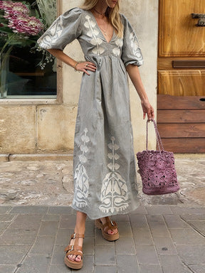 AS | Maxi šaty s květinovým výstřihem do V