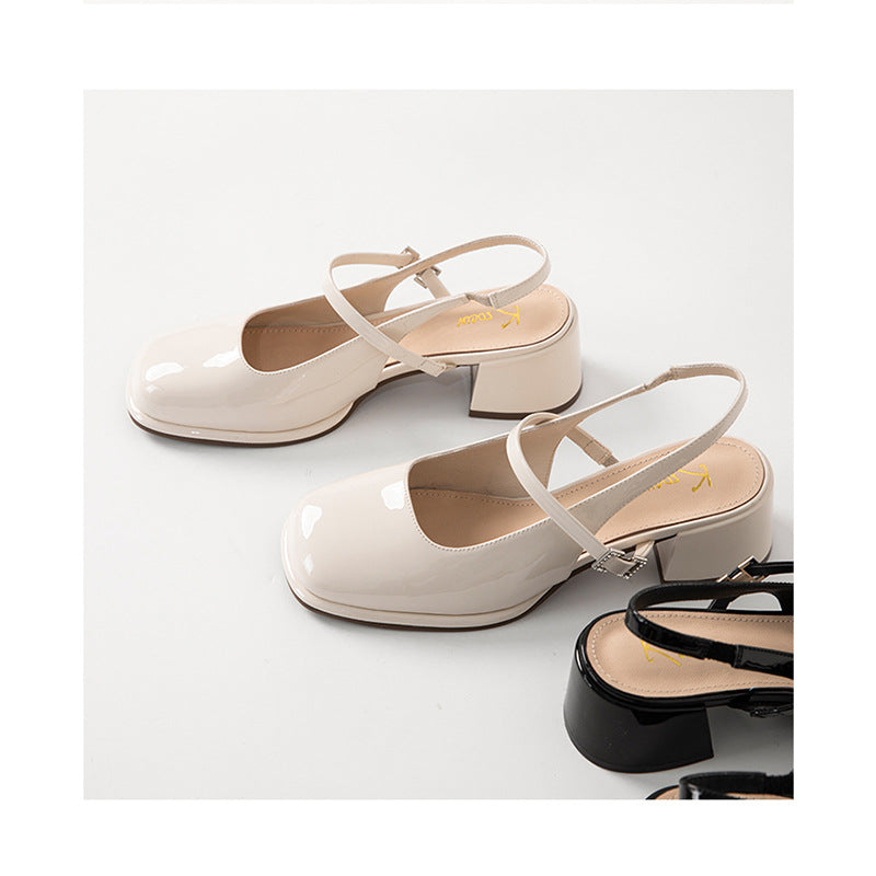 AS | Dámské blokové podpatky s přezkou z umělé kůže