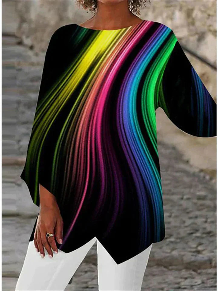 AS | Stylová halenka s geometrickým potiskem a dlouhými rukávy