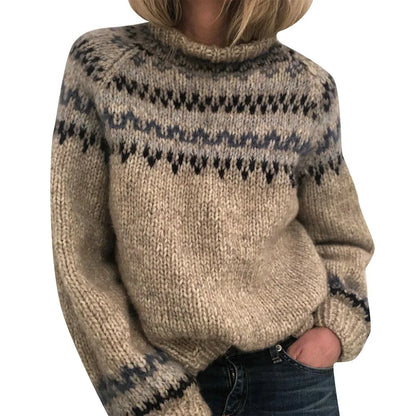 Bavlněný svetr se smíšeným neutrálním vzorem Fair Isle