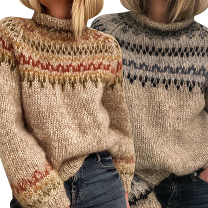 Bavlněný svetr se smíšeným neutrálním vzorem Fair Isle