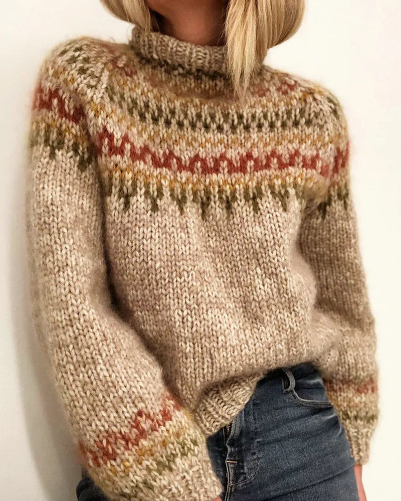 Bavlněný svetr se smíšeným neutrálním vzorem Fair Isle