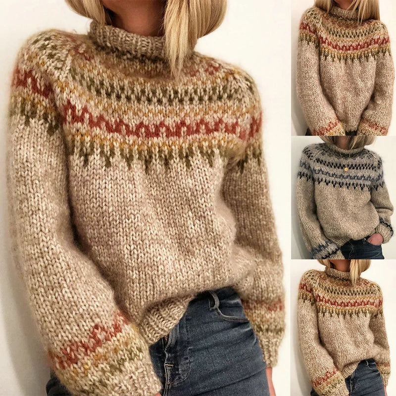 Bavlněný svetr se smíšeným neutrálním vzorem Fair Isle