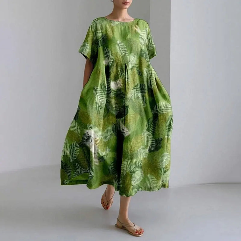 AS | Plus velikost volné letní šaty s kapsou a O-Neck Elegantní letní Maxi šaty