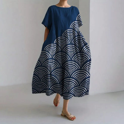 AS | Plus velikost volné letní šaty s kapsou a O-Neck Elegantní letní Maxi šaty