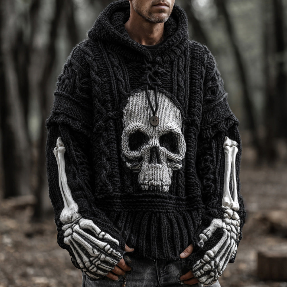 Men's Vintage Viking-style Skull-patterned Warm Sweater elevenforest