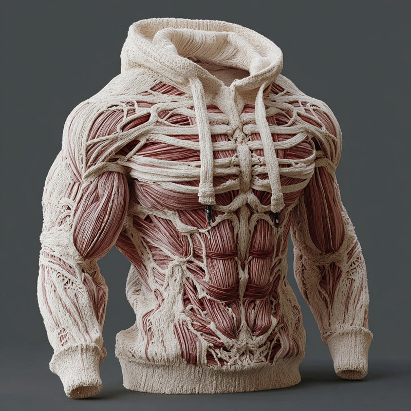 Line Art Men's Knitted Warm Hooded Sweater artswardrobe