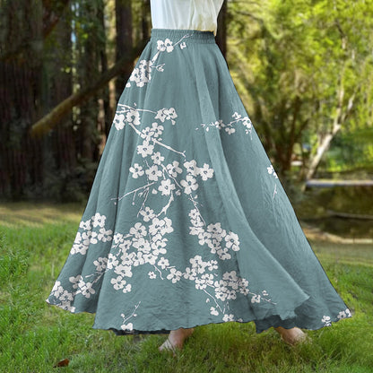 Comstylish Cherry Blossom Japanese Art A-Hem Skirt