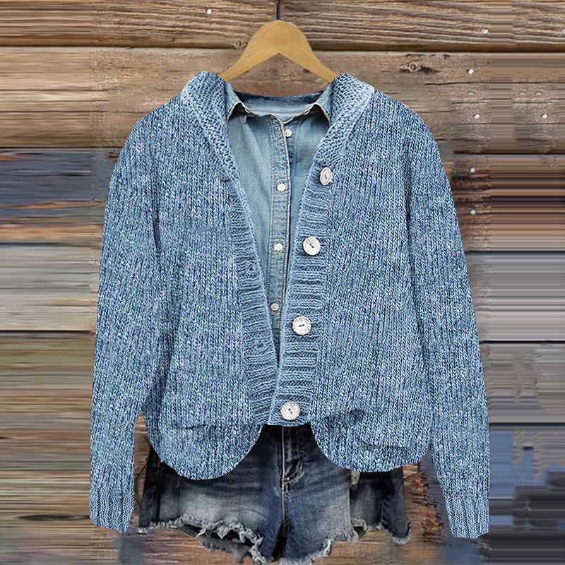Vintage Solid Button Hooded Knitted Cardigan elevenforest