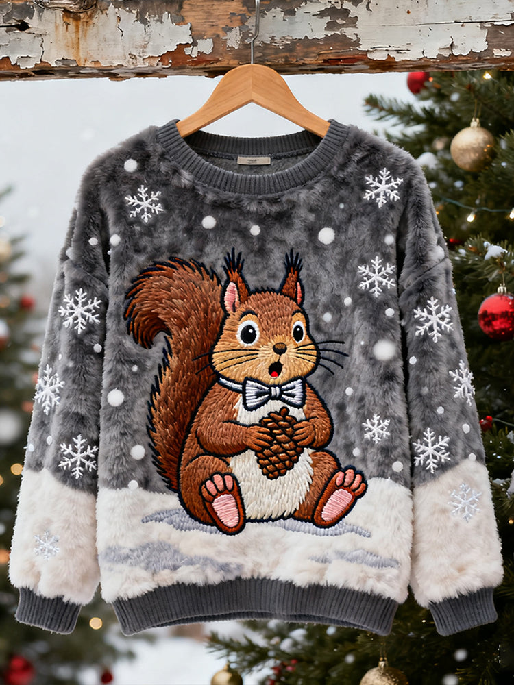 Comstylish Scared Squirrel Crew Neck Sweatshirt