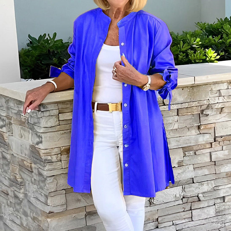 Comstylish Solid Color Simple Linen Blend Shirt