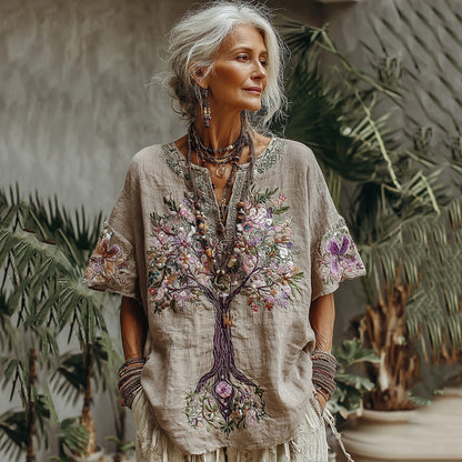 Comstylish Women's Tree Of Life Floral Art Comfy Shirt