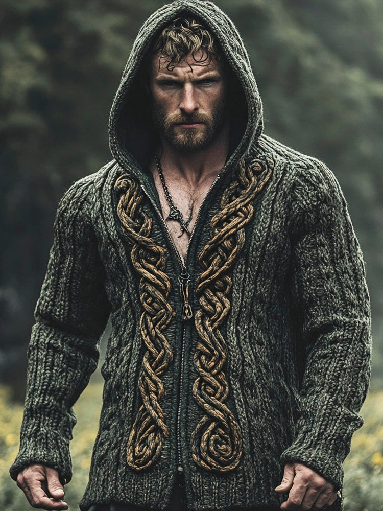 Vintage Celtic Knot Men's Hooded Zipper Sweater artswardrobe