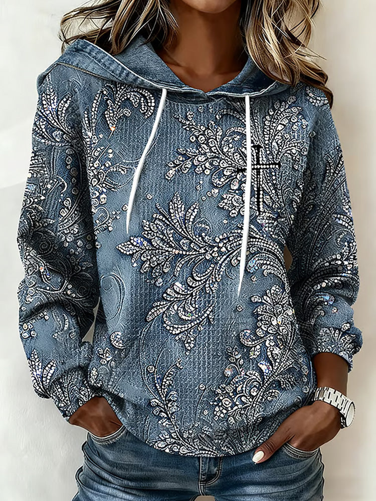 Comstylish Women's Faith Print Waffle Fabric Hoodie
