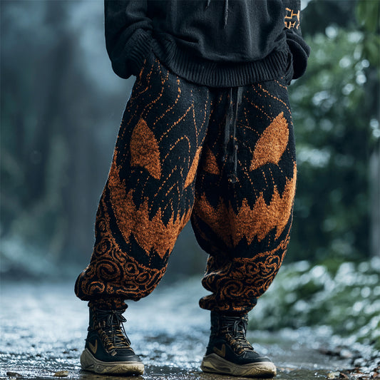 Halloween Pumpkin Emoji Men's Casual Pants artswardrobe
