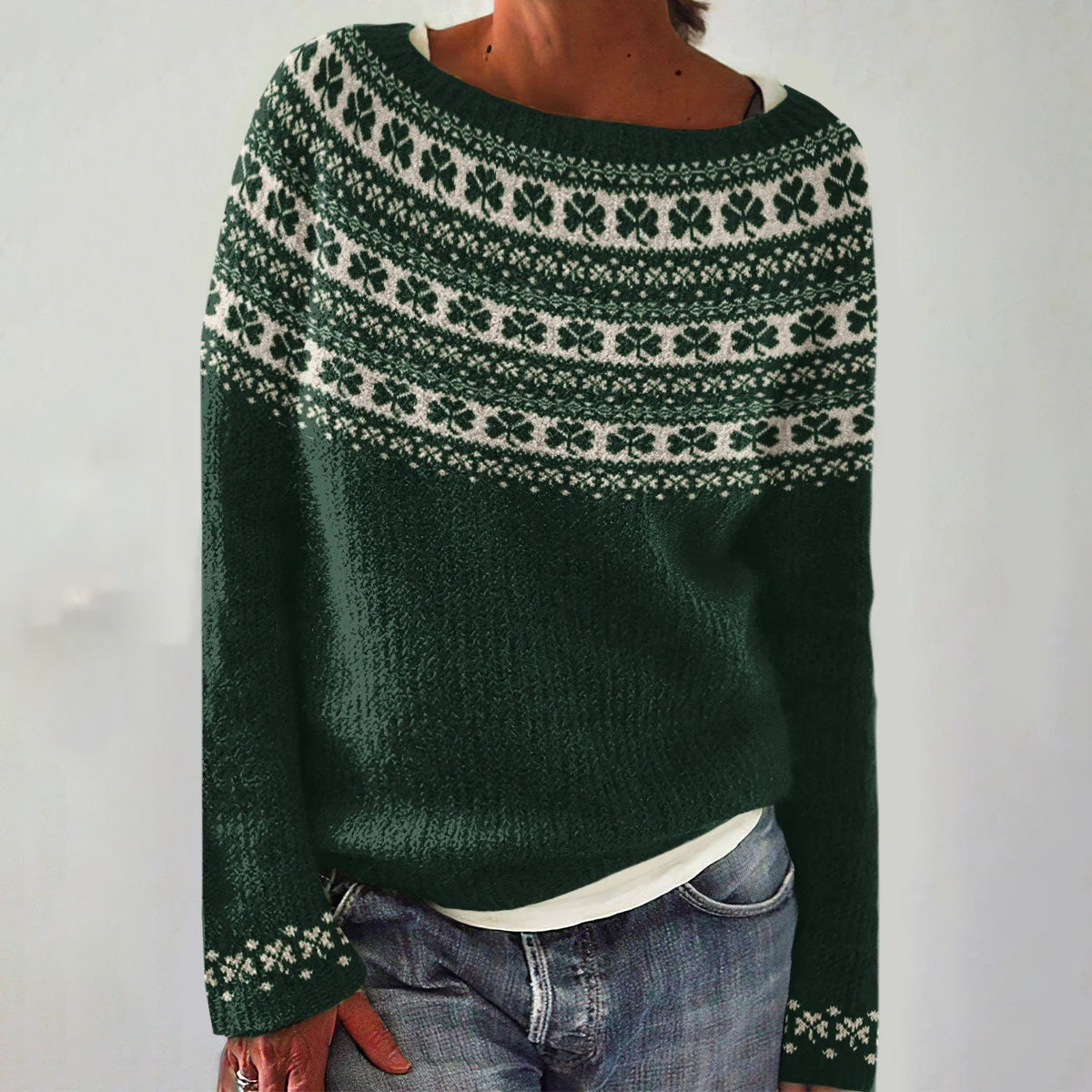 St. Patrick's Shamrock Cozy Knit Sweater artswardrobe