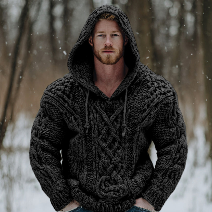 Vintage Fairman Island Jacquard Thick Warm Hooded Sweater elevenforest