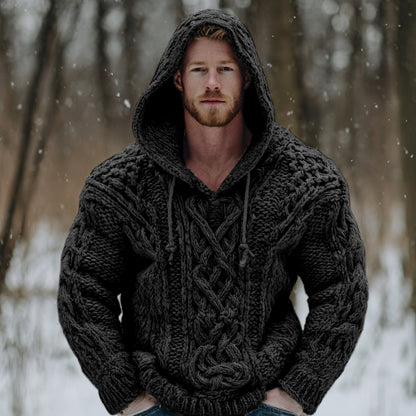 Vintage Fairman Island Jacquard Thick Warm Hooded Sweater elevenforest