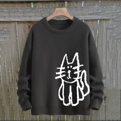 Comstylish Women's Cat Knitted Art Cozy Sweater