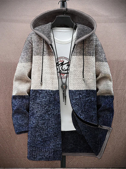 Vintage Colorblock Geometric Pattern Men's Zipper Hoodie artswardrobe
