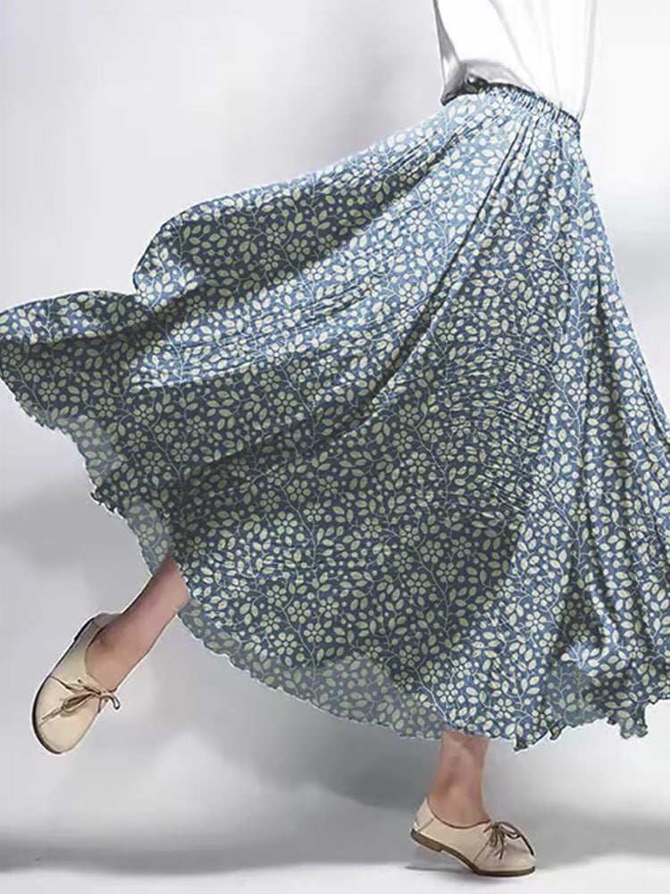 Women's Vintage Botanical Floral Print Skirt artswardrobe