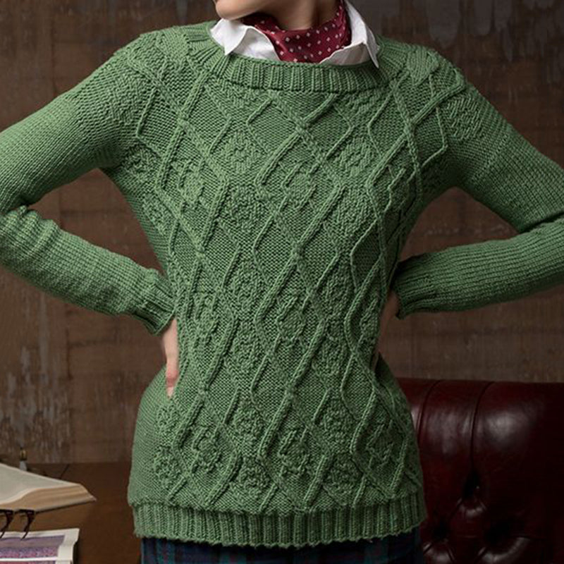 Irish Geometric Jacquard Cozy Knit Sweater artswardrobe